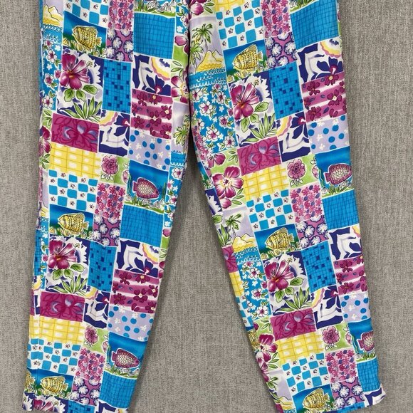 Silkland Pants 10 Colorful Dress Ankle Straight Artsy Mid Rise Office - Picture 7 of 13